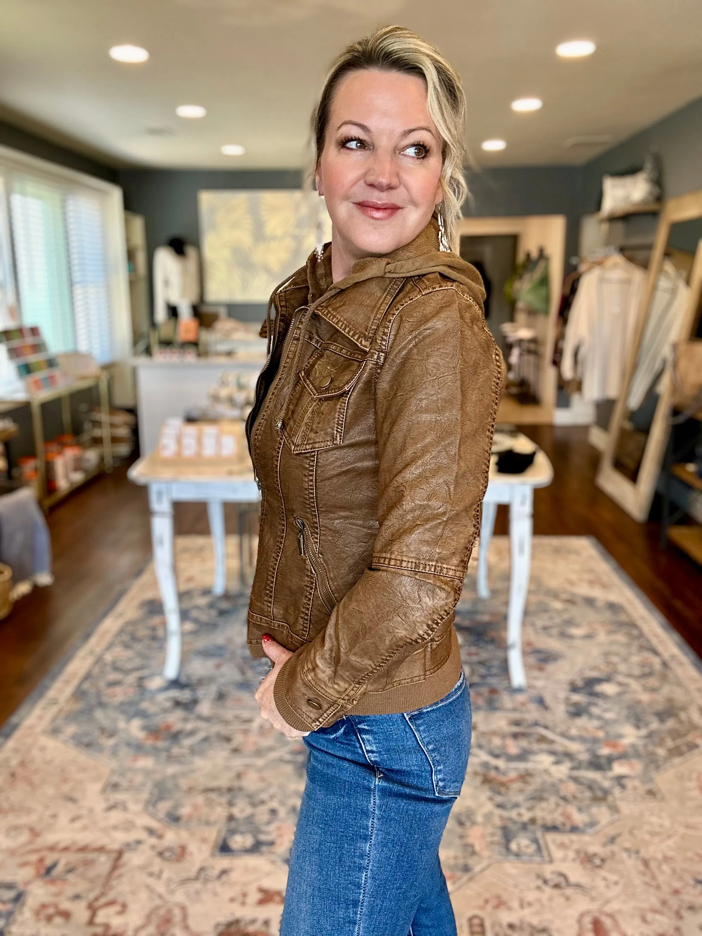 Girl Next Door Hooded Jacket - Camel
