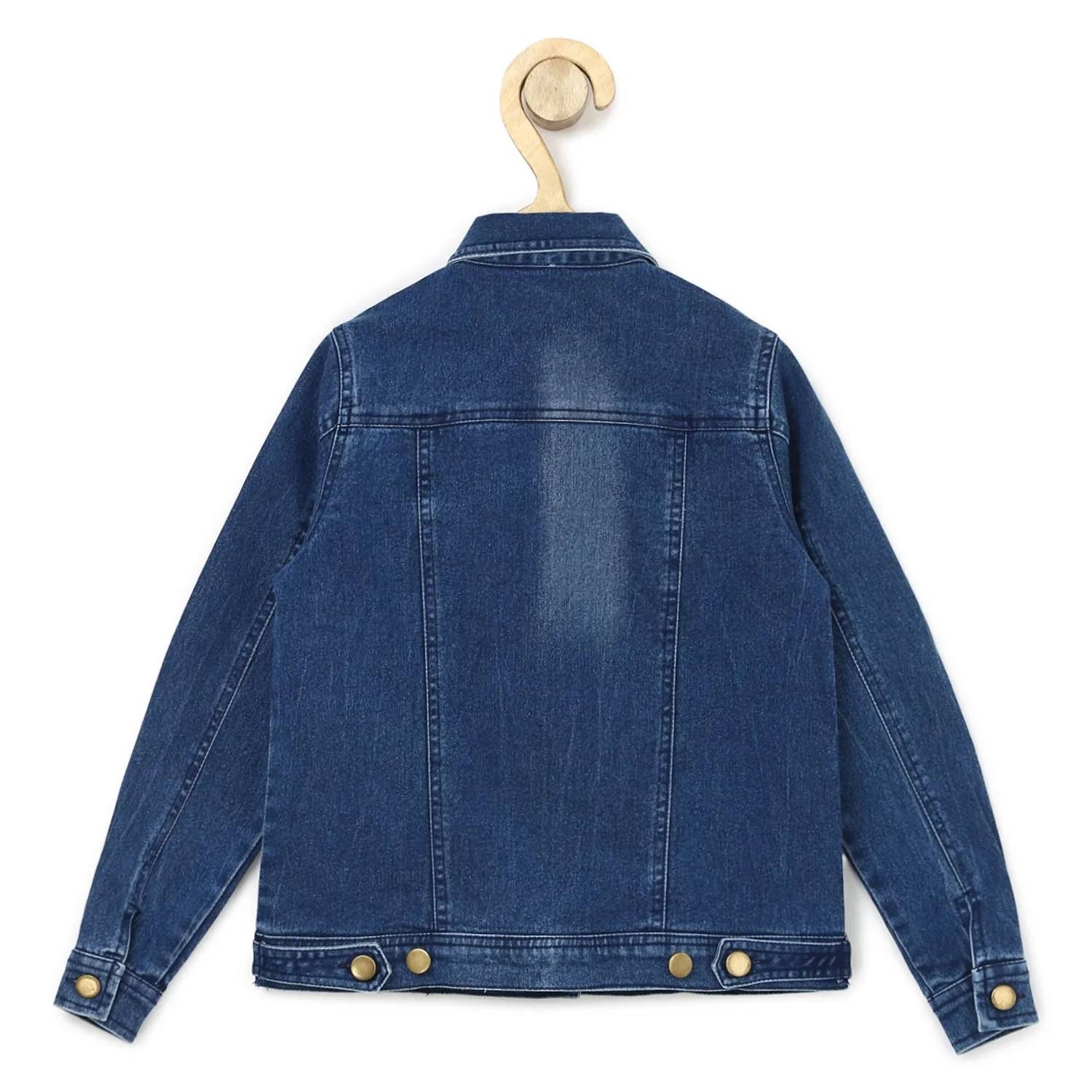 Girl's Washed Blue Denim Jacket - StyleStone Kid