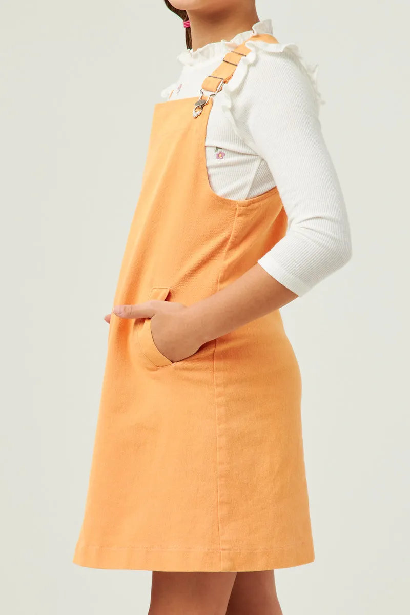 Girls  Washed Overall Stretch Denim Dress