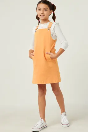Girls  Washed Overall Stretch Denim Dress