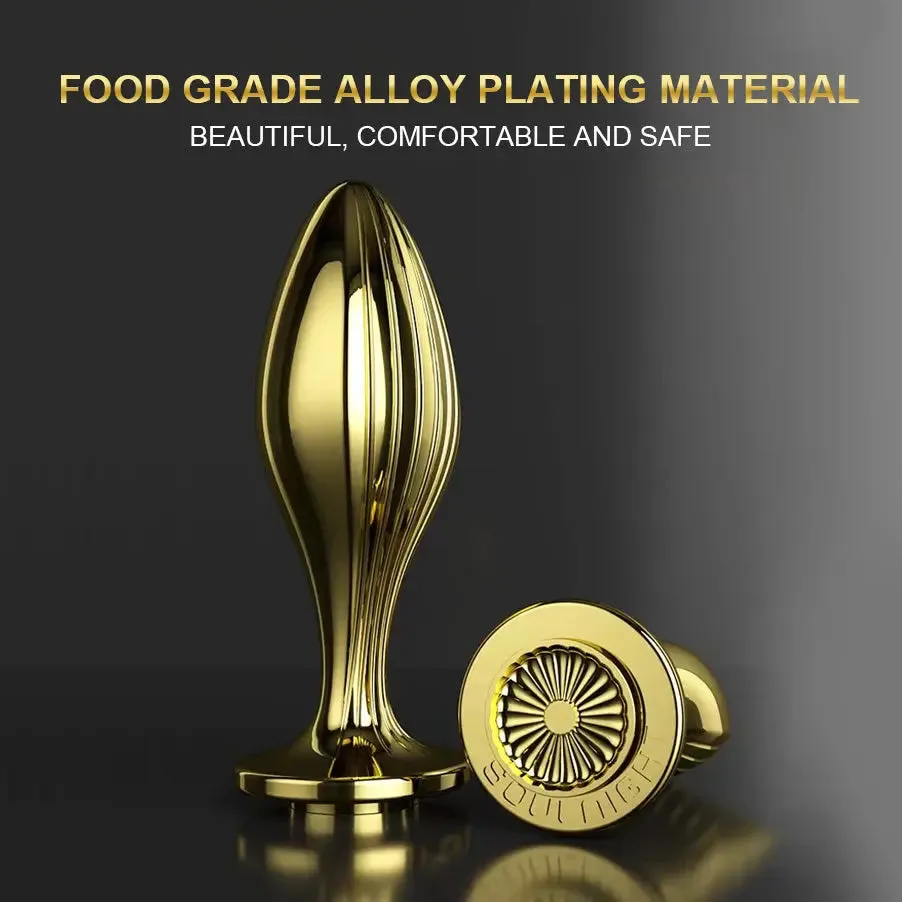 Gold Metal Butt Plug with Streamer Design - Quusvik Luxury Anal Toy