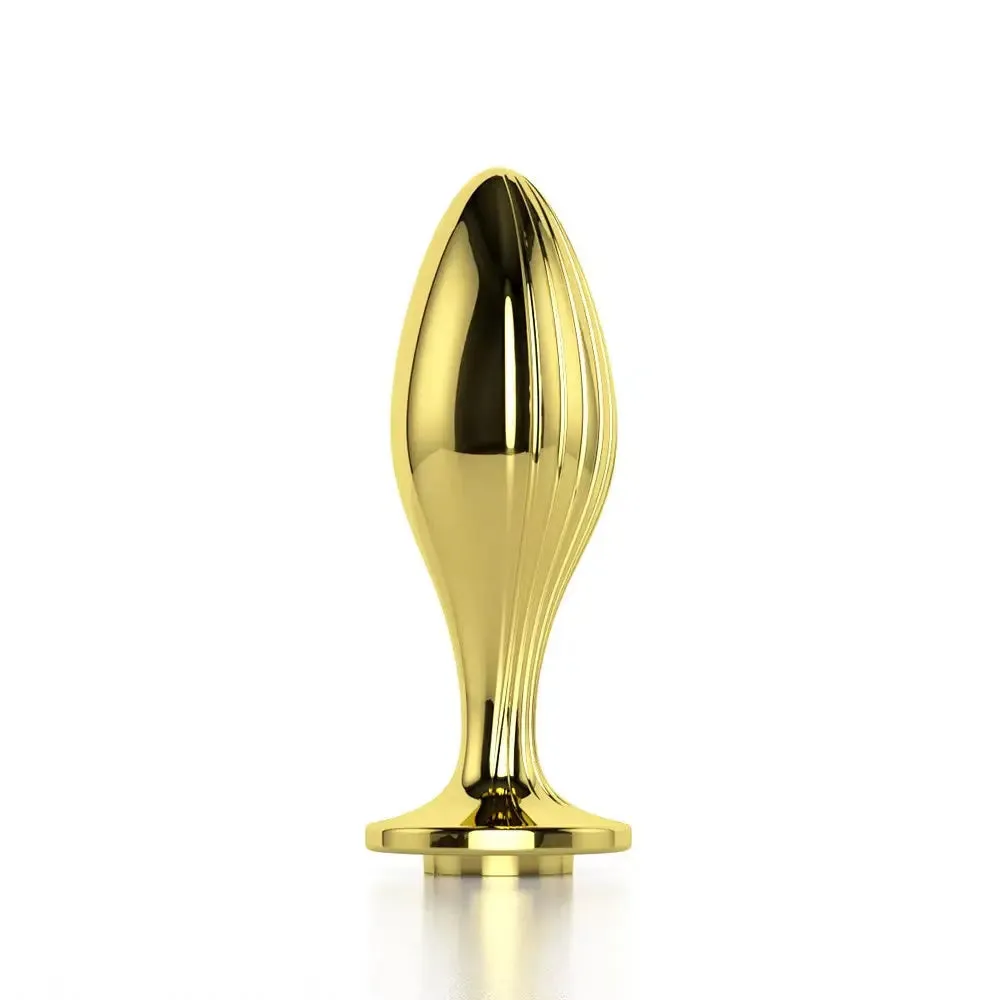 Gold Metal Butt Plug with Streamer Design - Quusvik Luxury Anal Toy