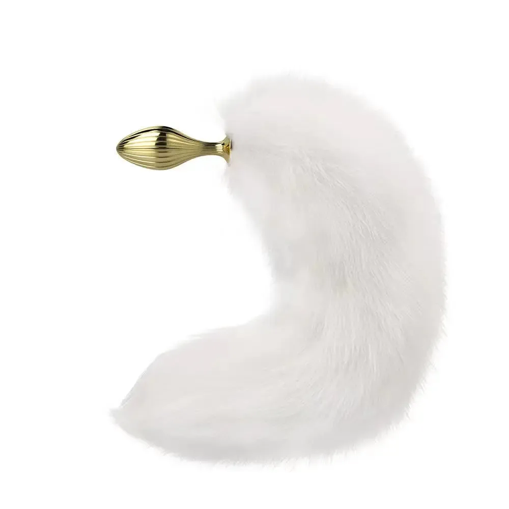 Gold Metal Butt Plug with Streamer Design - Quusvik Luxury Anal Toy