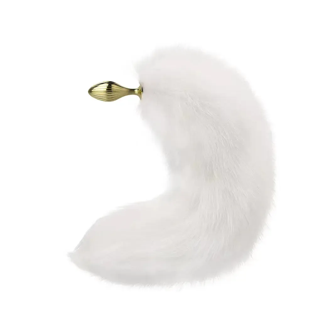 Gold Metal Butt Plug with Streamer Design - Quusvik Luxury Anal Toy