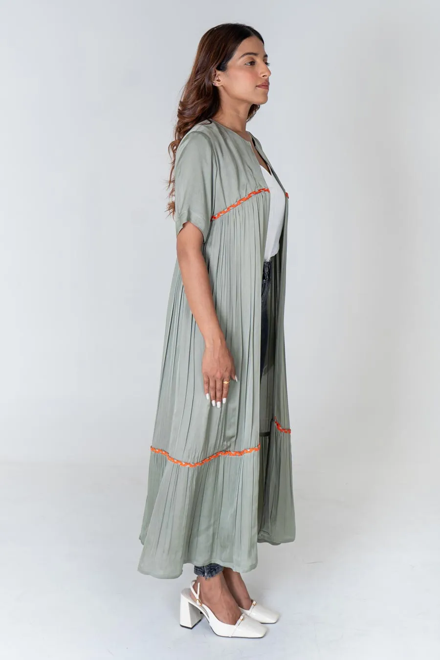 Green Braided Long Cape
