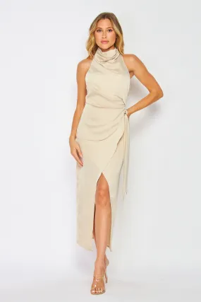 Hackett Beige Cowl Neck Dress
