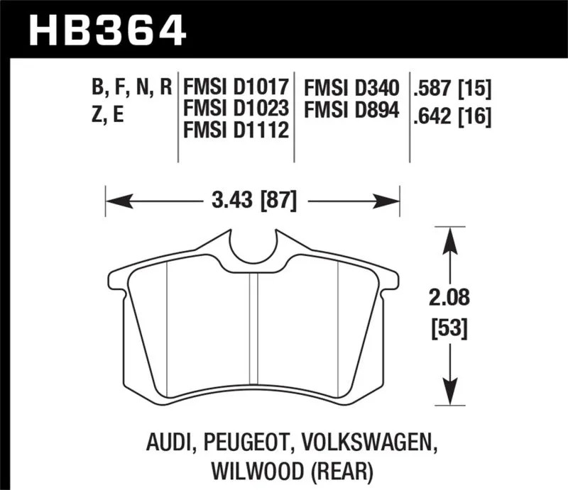 Hawk Blue 9012 Race Brake Pads - 97-04 Audi A4/00-03 A6/00-02 S4/00-06 TT / 02-04 VW Golf GTI Rear - HB364E.642