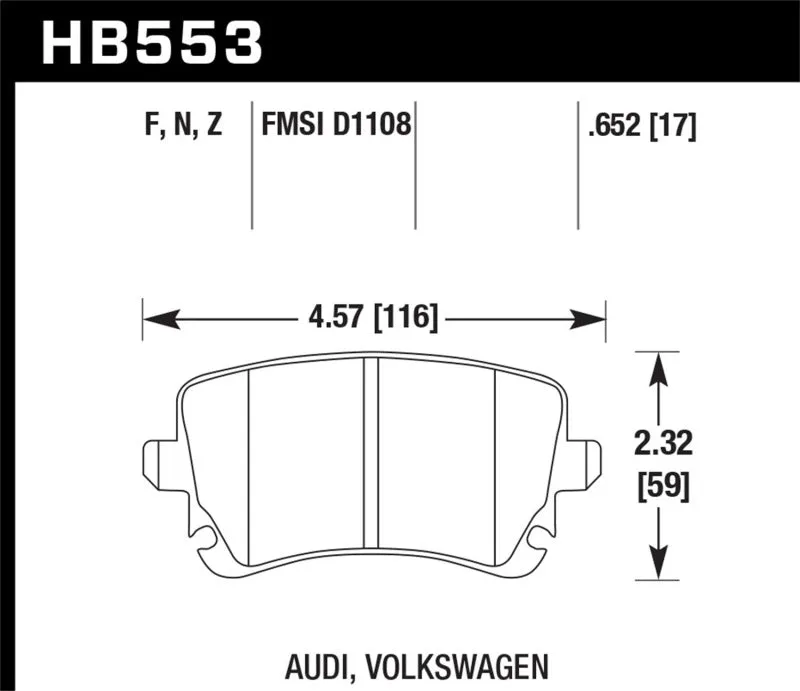 Hawk HP  Sport Rear Brake Pads - HB553N.652