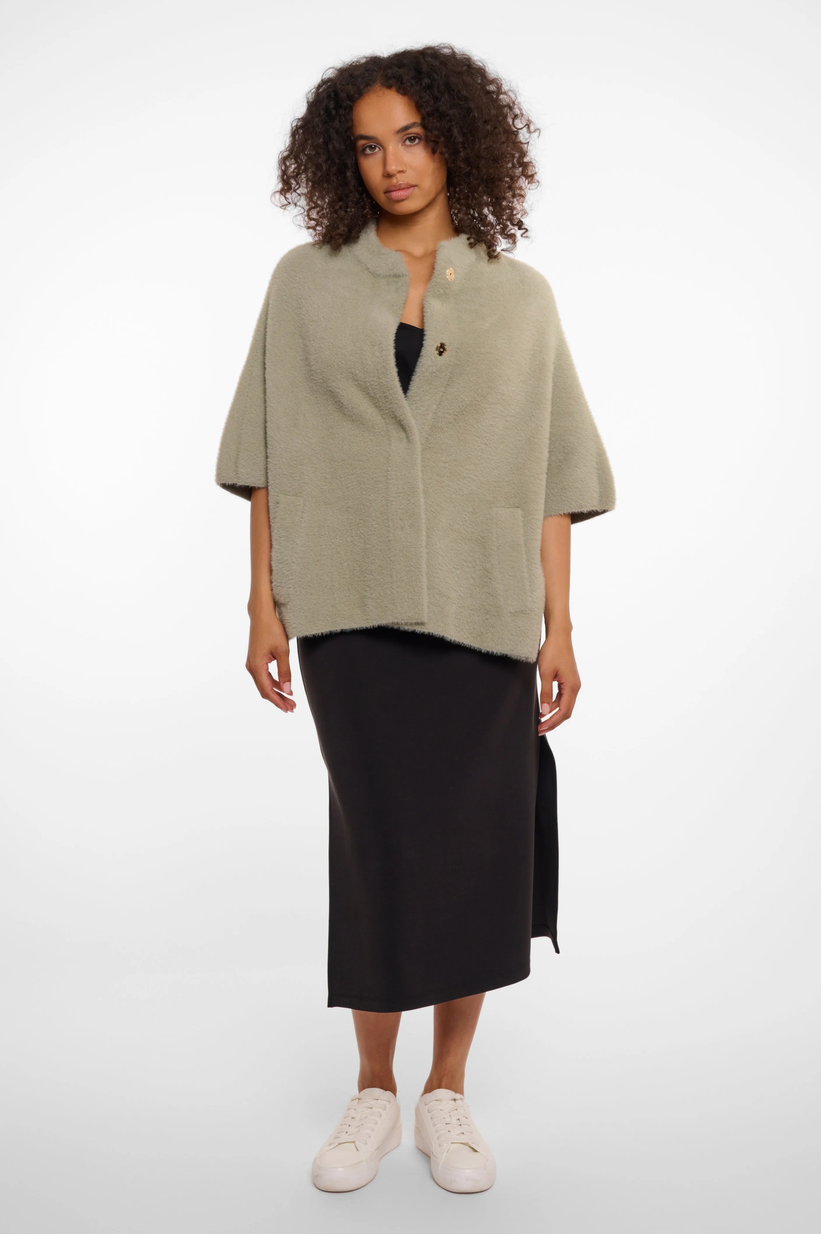 Isra Cape Jacket in Dusty Khaki