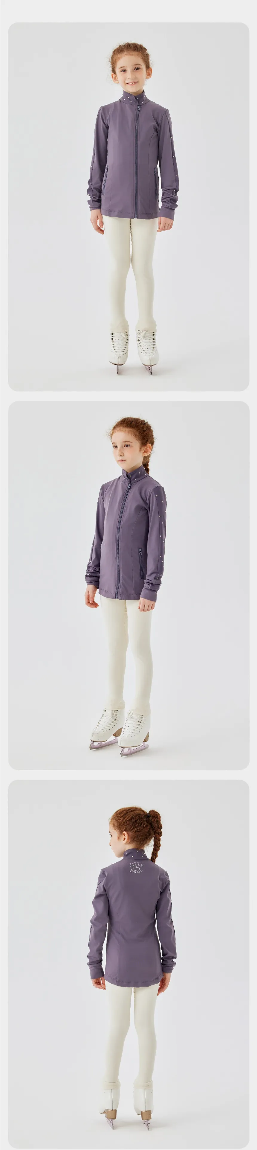 Jollybean Sparkle Glide Girls' Figure Skating Jacket (Fleece or Regular) (120-165/5y-14y )
