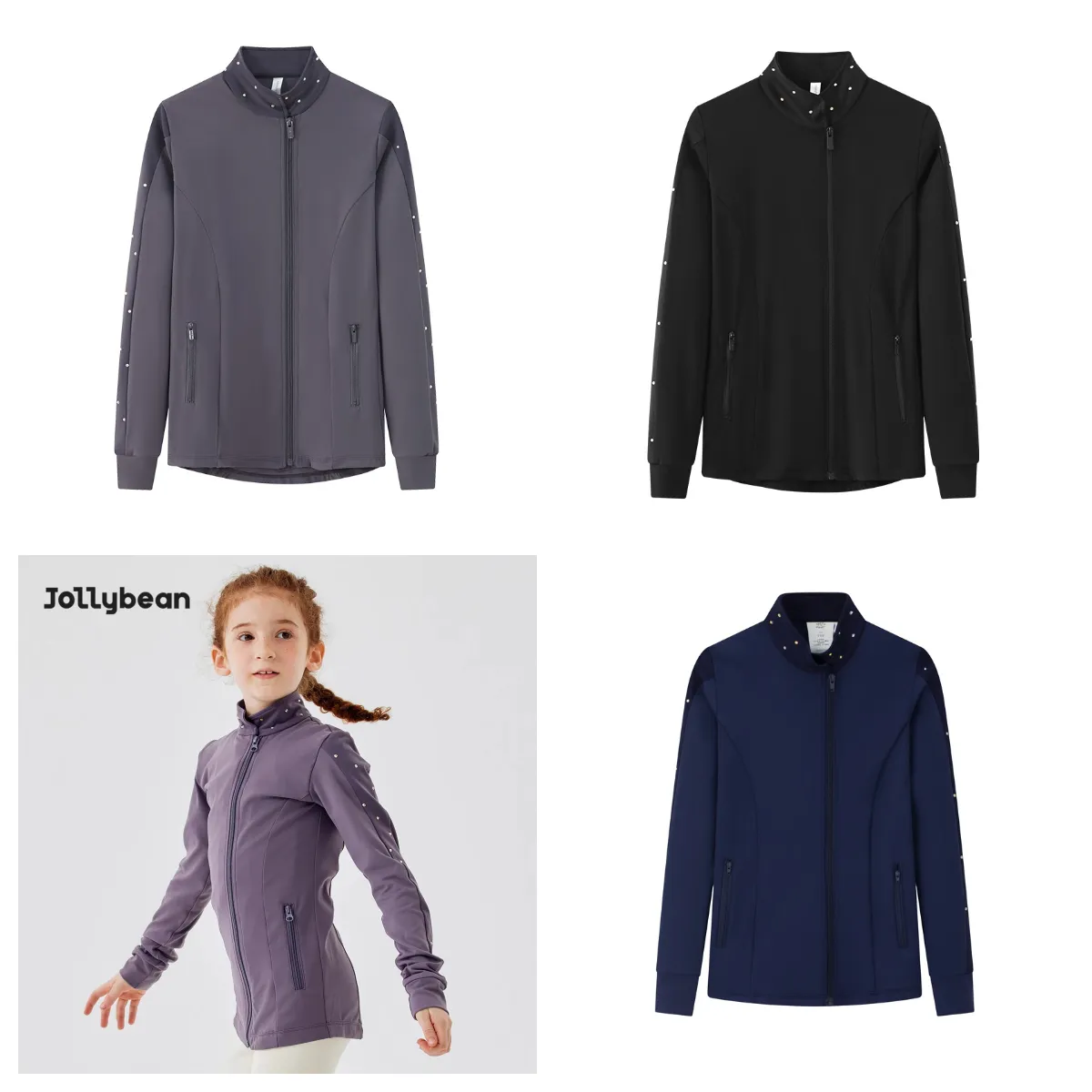 Jollybean Sparkle Glide Girls' Figure Skating Jacket (Fleece or Regular) (120-165/5y-14y )
