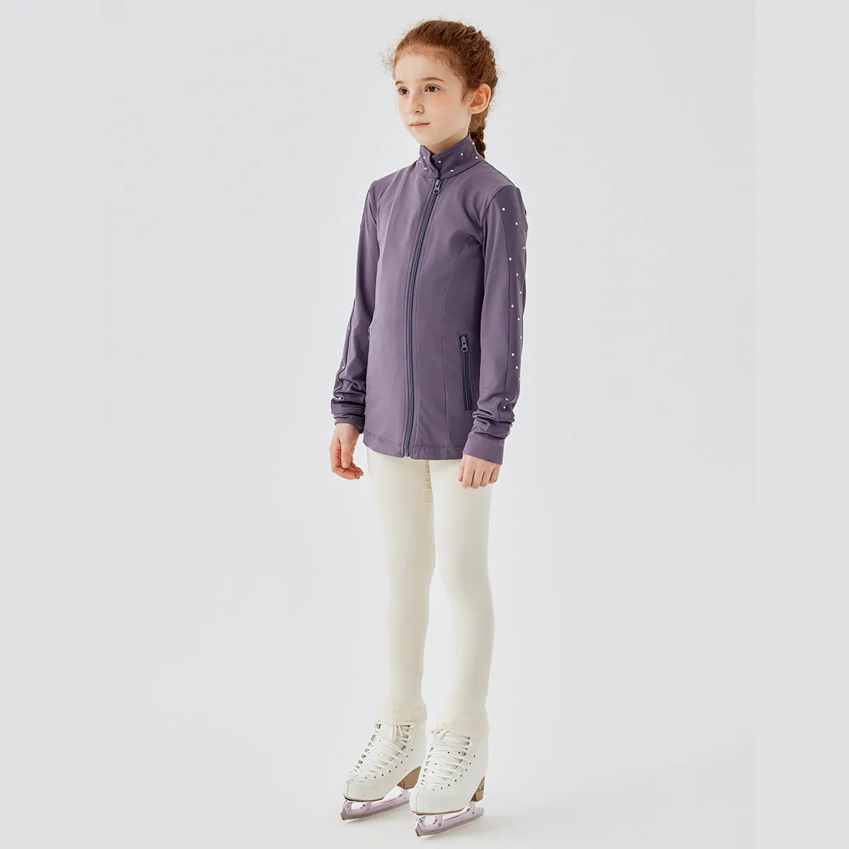 Jollybean Sparkle Glide Girls' Figure Skating Jacket (Fleece or Regular) (120-165/5y-14y )