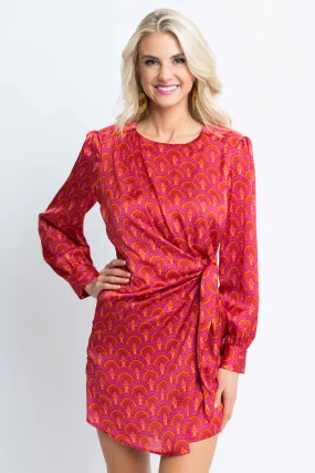 Karlie Vintage Fan Wrap Dress