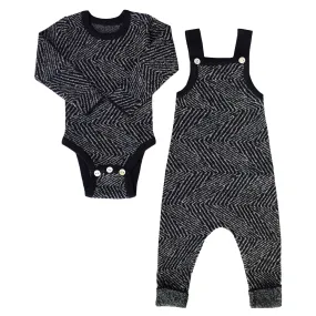 Kipp Black Pattern Overall Set