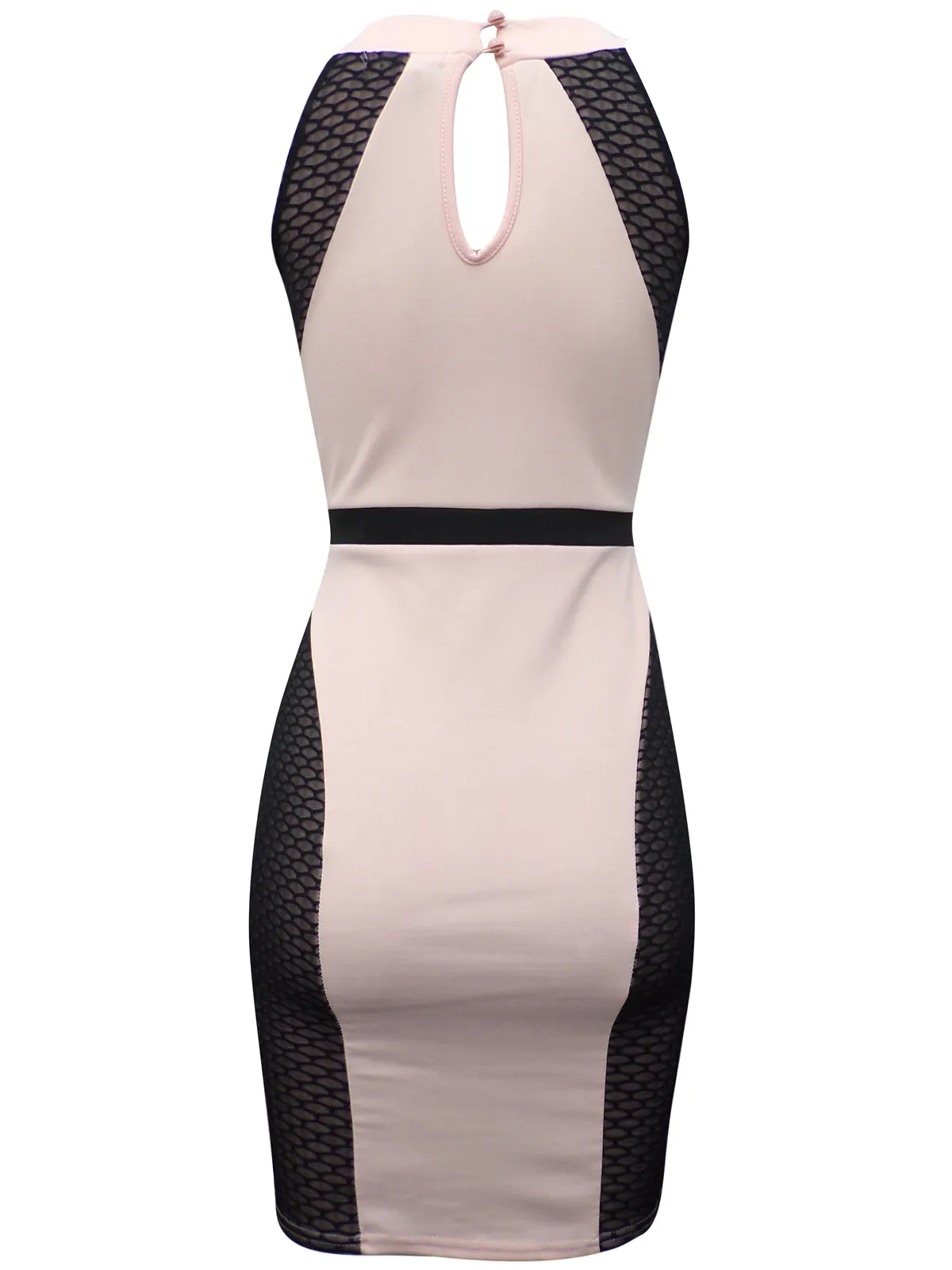 Ladies Nude & Black Panelled Scuba Bodycon Dress