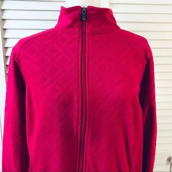 LANDS’ END Pink Zip Up Fleece Jacket Size L