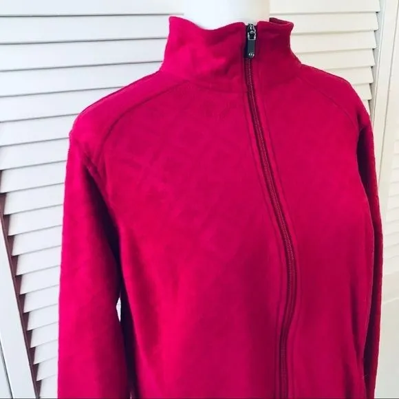 LANDS’ END Pink Zip Up Fleece Jacket Size L