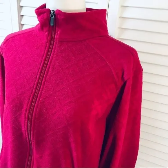 LANDS’ END Pink Zip Up Fleece Jacket Size L
