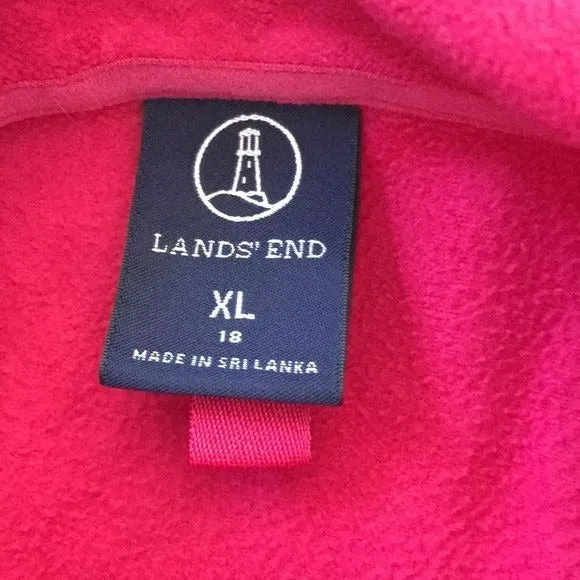 LANDS’ END Pink Zip Up Fleece Jacket Size L