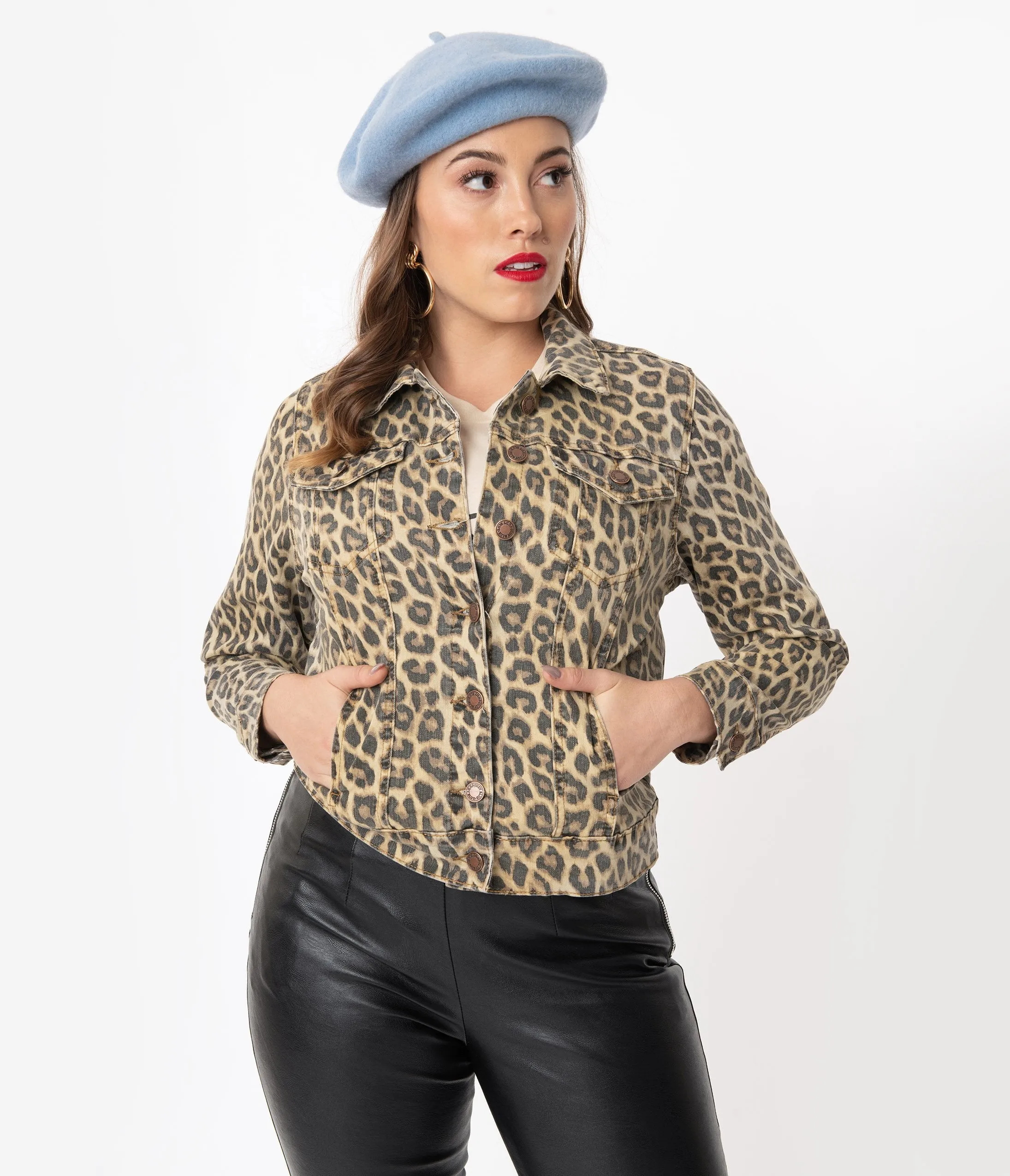 Leopard Print Denim Jacket