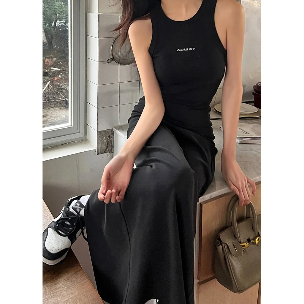 Letter Design Temperament Bodycon Vest Dress