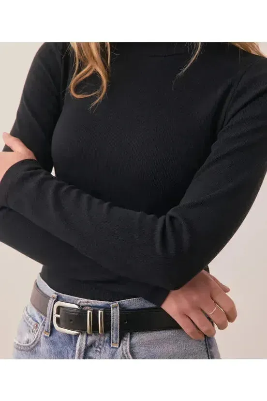 Lexi Rib Longsleeve Mock Neck - Black