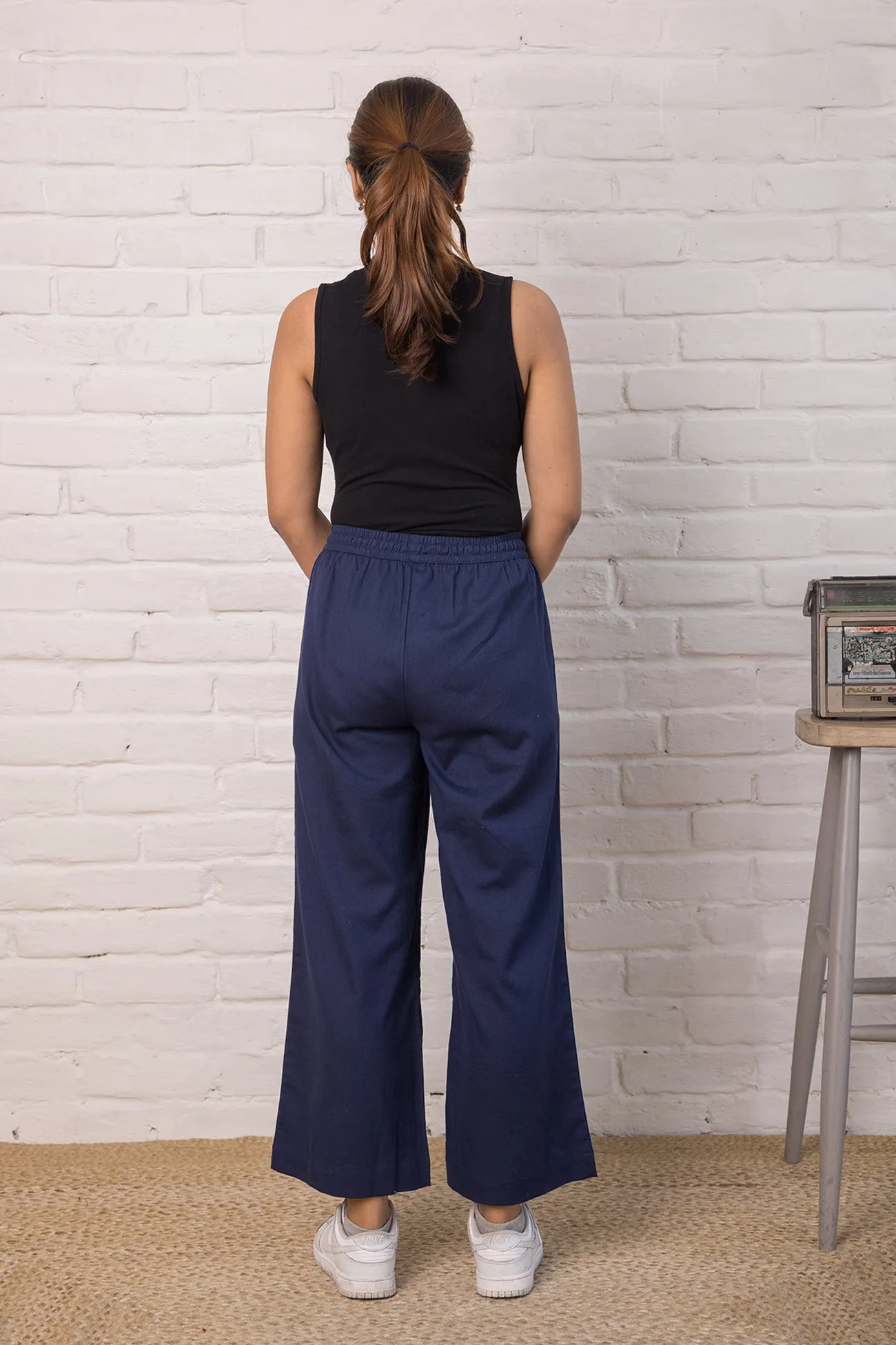Linen-Cotton Culottes Indigo