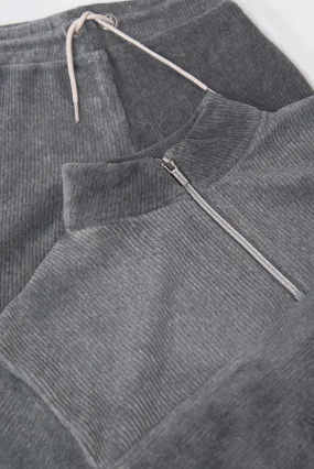 Mayoral Super Soft Corduroy Half Zip Sweatshirt in Grey: Size 8 to 18