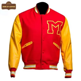 MCJ06 Michael Jackson Thriller M Logo Varsity Summer Wear Real Wool Jacket For Men's