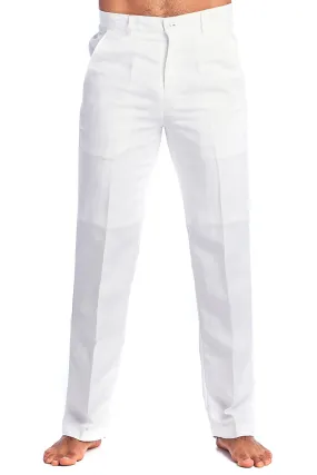 Men's Slim Fit Casual Resort Wear Linen Flat front Dress Pants