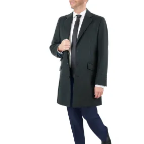 Men's Wool Cashmere Single Breasted Hunter Green 3/4 Length Car Coat Top Coat