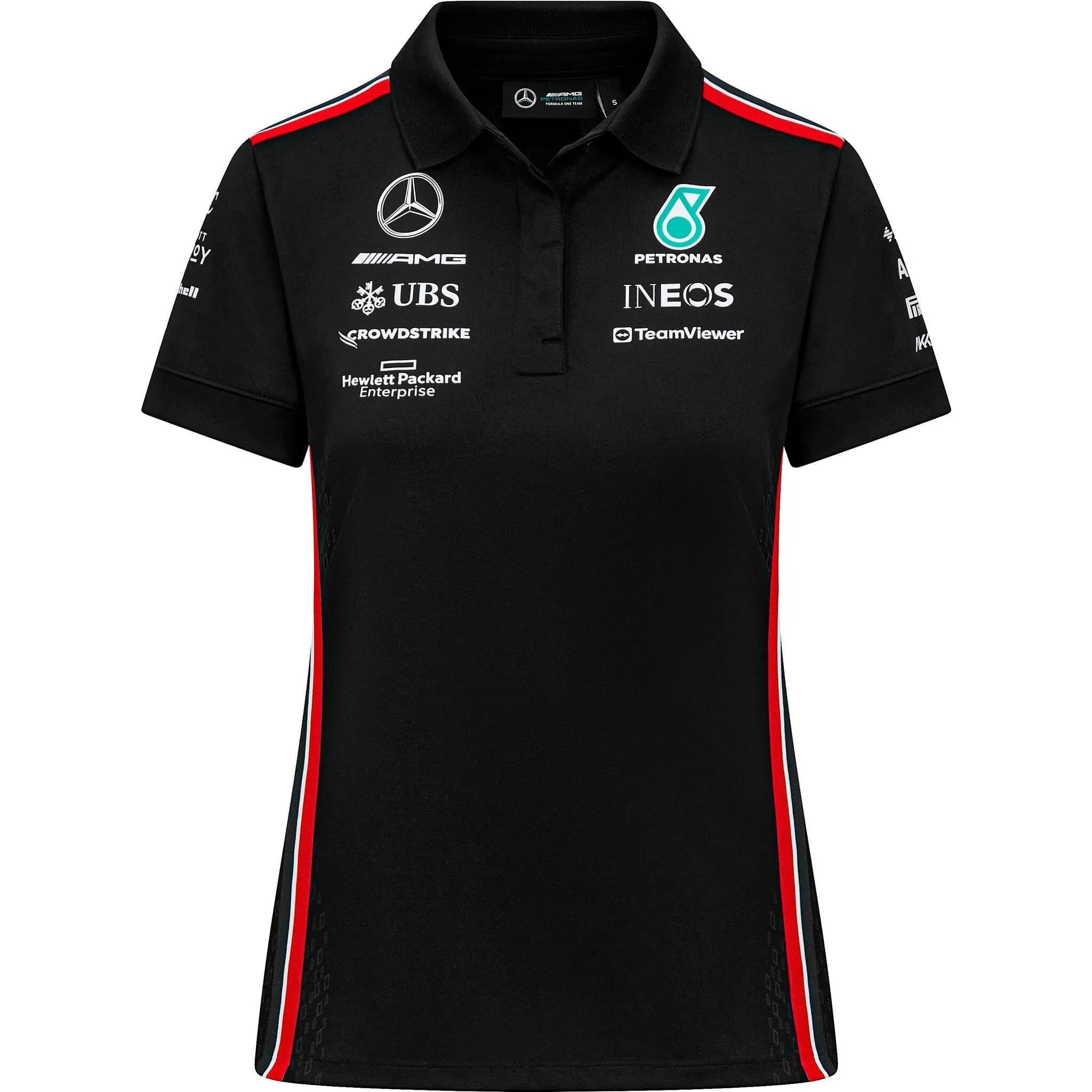 Mercedes AMG Petronas F1 2023 Women's Team Polo Shirt - Black/White
