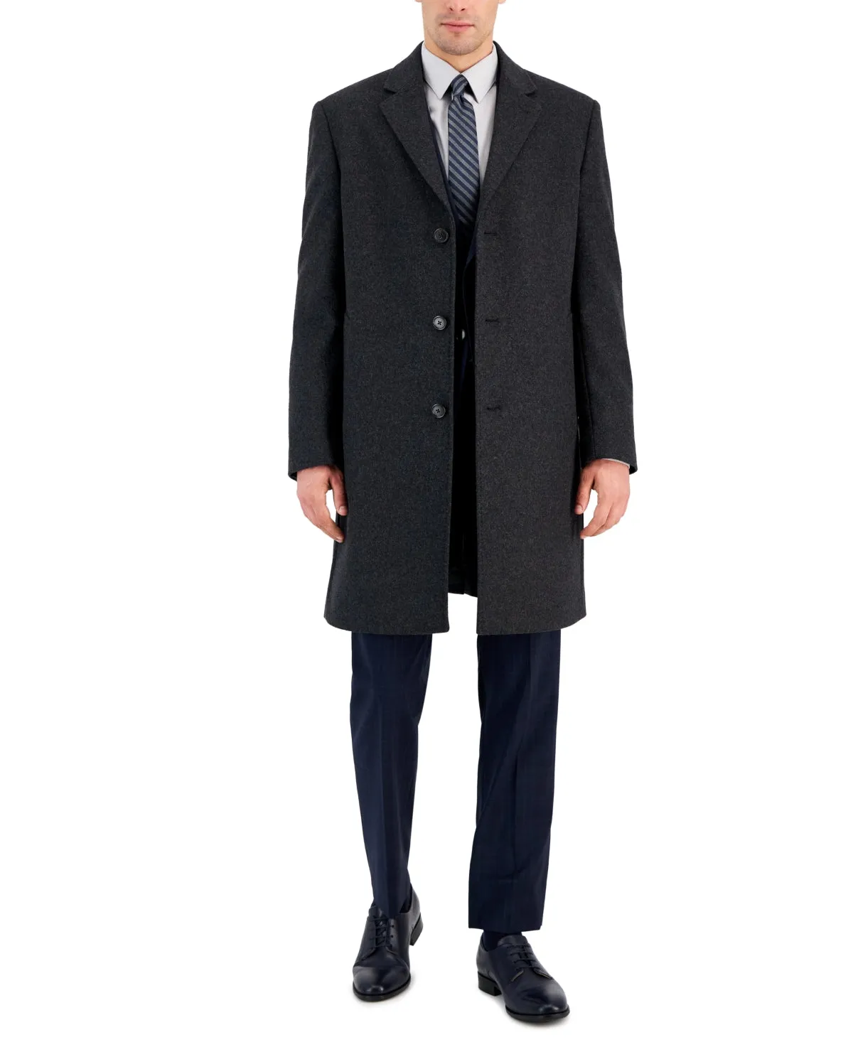 Michael Kors Mens Classic fit Overcoat Coat 44 L Charcoal Grey Solid