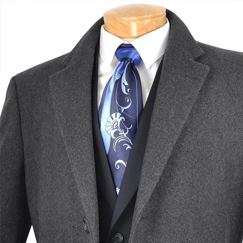 Milan Collection - Wool and Cashmere Regular Fit Dress Top Coat 48" Long in Charcoal