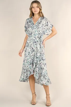 Mini Floral Midi Wrap Dress