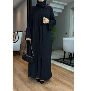 Modest Muslim Women’s Knitted Two Piece Abaya - Black
