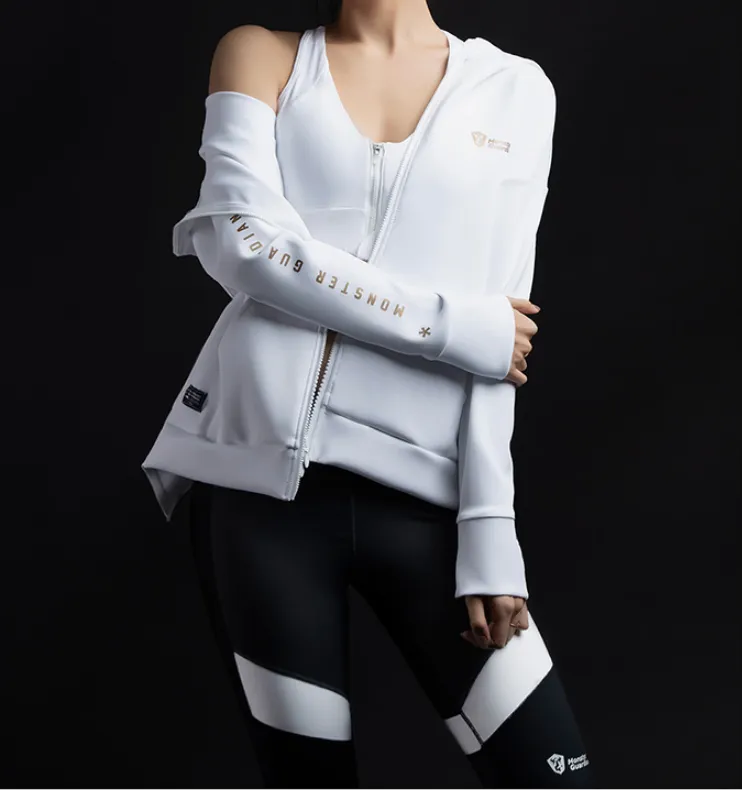 MONSTER GUARDIANS ZIP THROUGH HOODED TRACK JACKET WITH LACE UP DETAIL