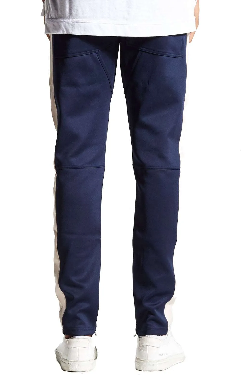Navy FB Track Pants with Side Stripe Detail