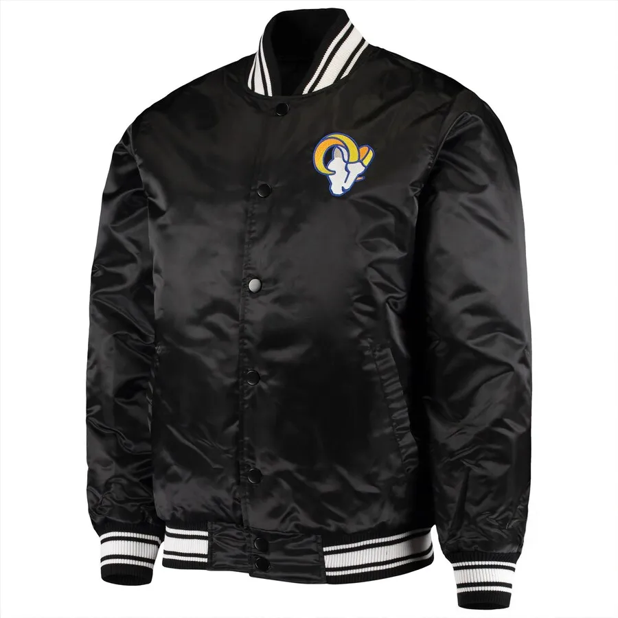 NFL Los Angeles Rams Black Satin Jacket Men and Women