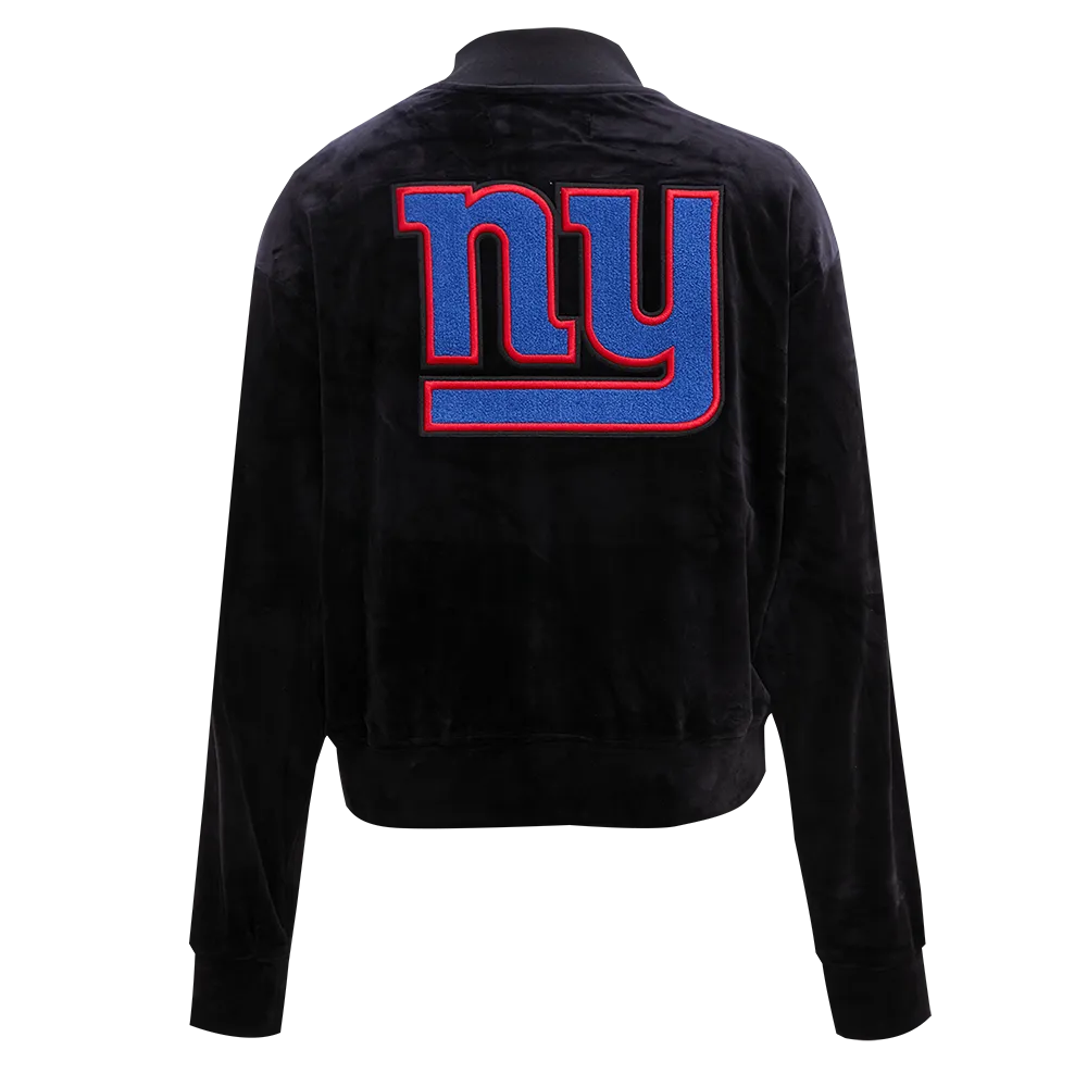 NFL NEW YORK GIANTS WOMEN'S VELOUR FZ TRACK JACKET (BLACK)