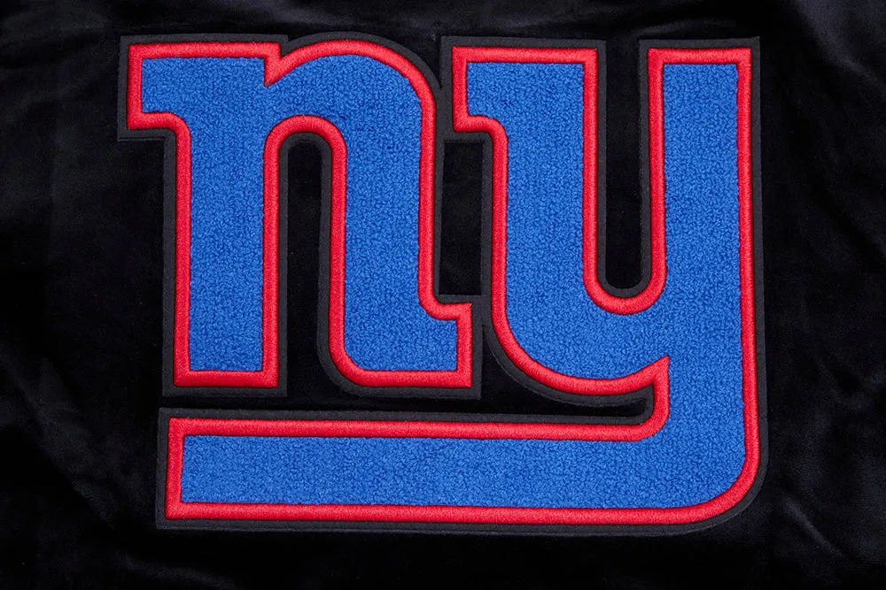 NFL NEW YORK GIANTS WOMEN'S VELOUR FZ TRACK JACKET (BLACK)