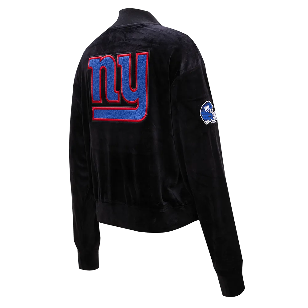 NFL NEW YORK GIANTS WOMEN'S VELOUR FZ TRACK JACKET (BLACK)