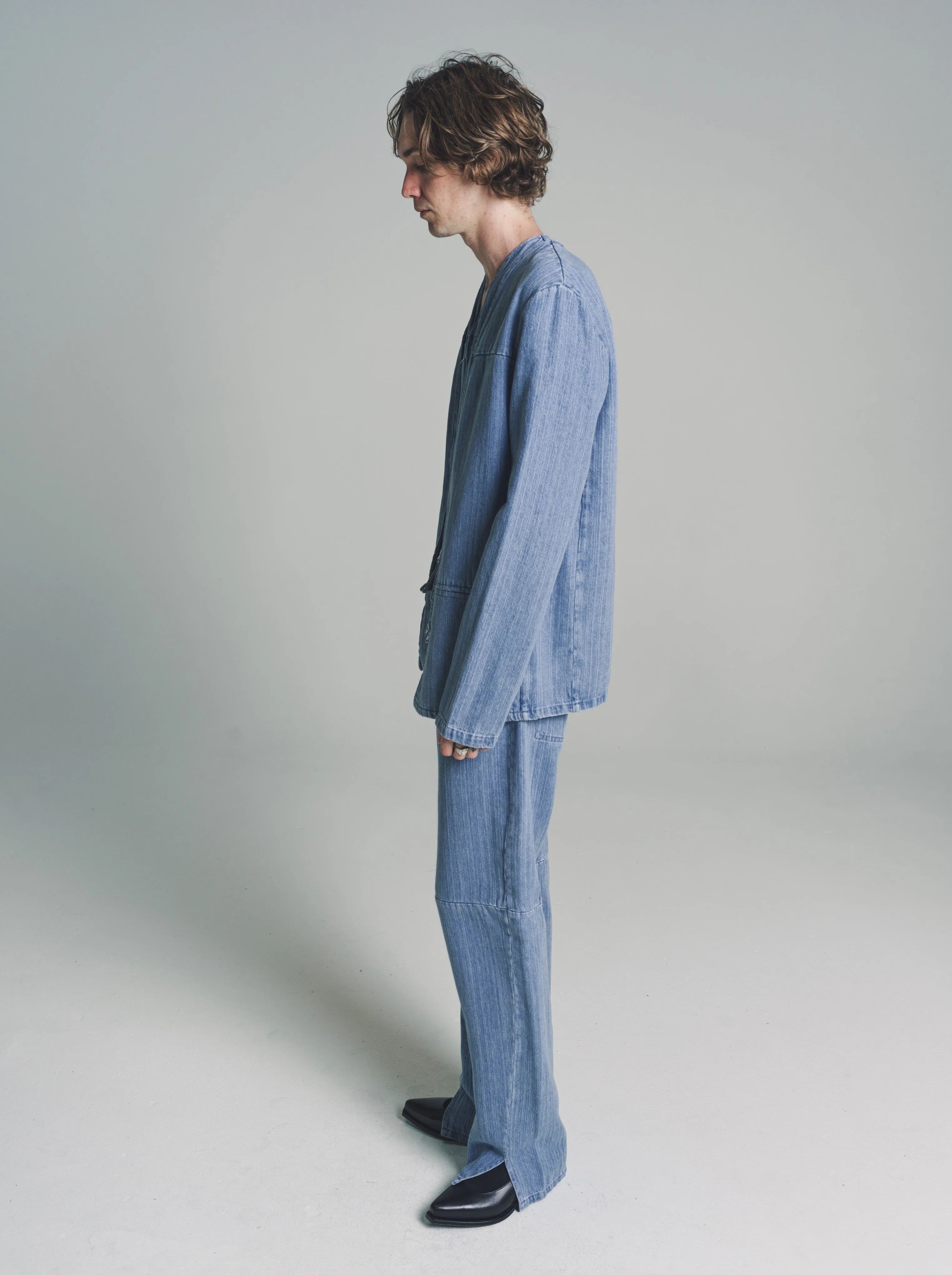 No.196 Bleached Indigo Denim Zipper Jacket