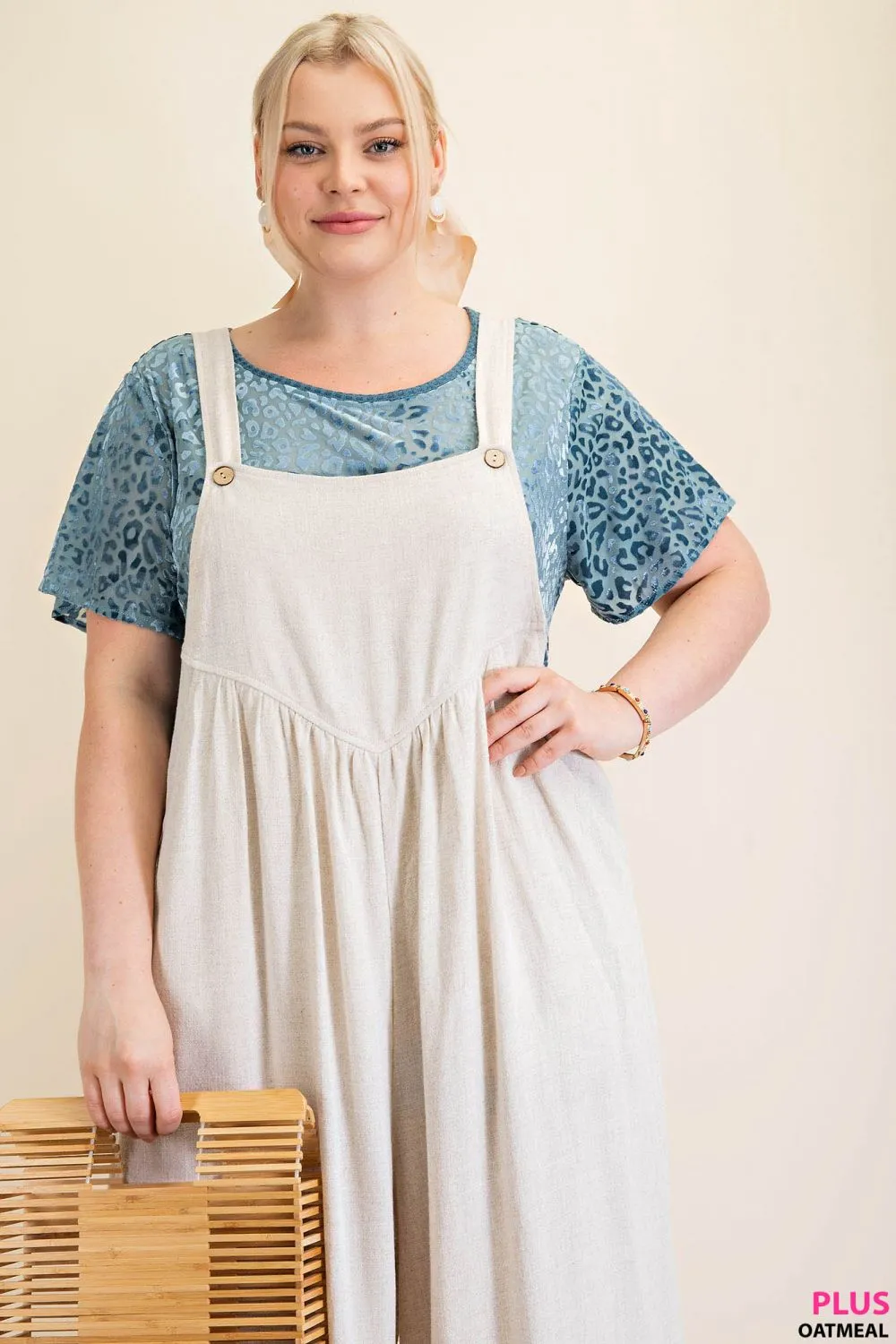 Oatmeal Wide Leg Overall Jumpsuit