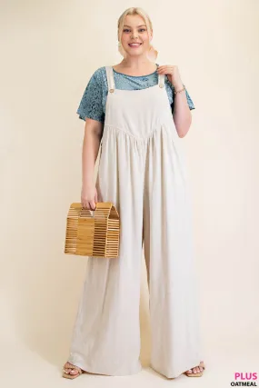 Oatmeal Wide Leg Overall Jumpsuit