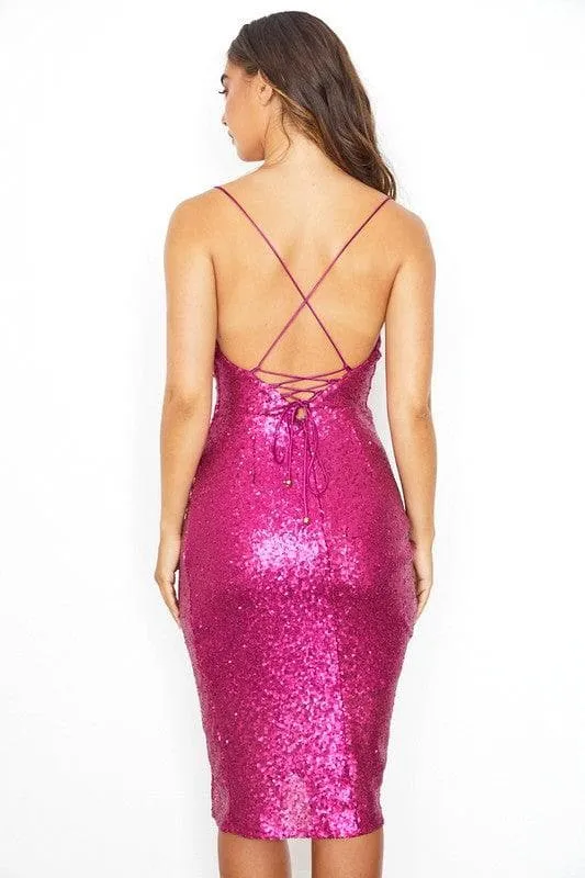 One and Only Collective Sequin Cowl Front Bodycon Dress