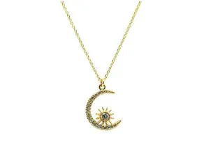 Pave Crescent Moon Necklace