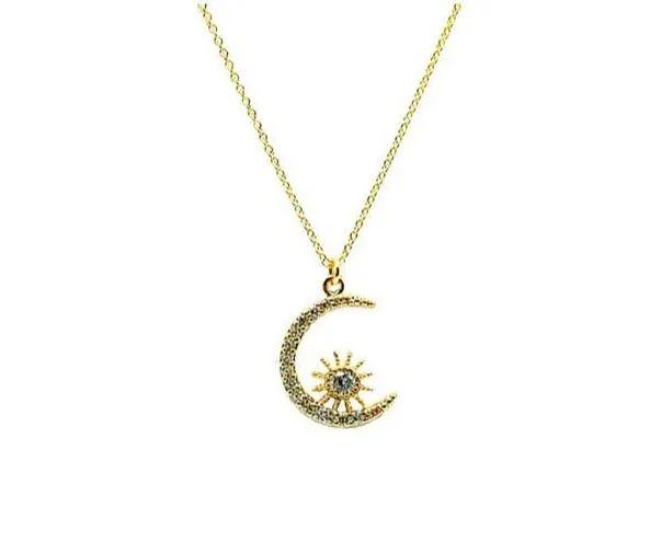 Pave Crescent Moon Necklace