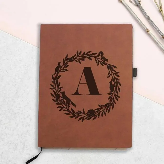Personalised Woodland Wreath Initial Notebook