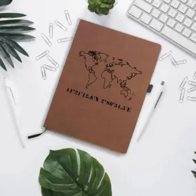 Personalised World Map and Coordinates Notebook